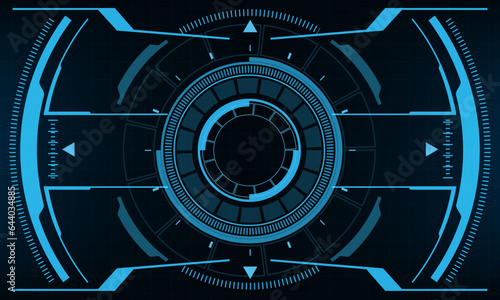 HUD sci-fi interface screen view blue geometric design virtual reality futuristic technology creative display vector