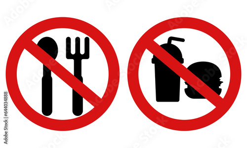 prohibited eating and drinking sign on white background
