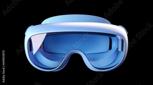 A 3D rendering of isolated METAVERSE VR goggles, representing a minimalist and realistic design. These virtual reality glasses are synonymous with fun, technology, video games, NFT.