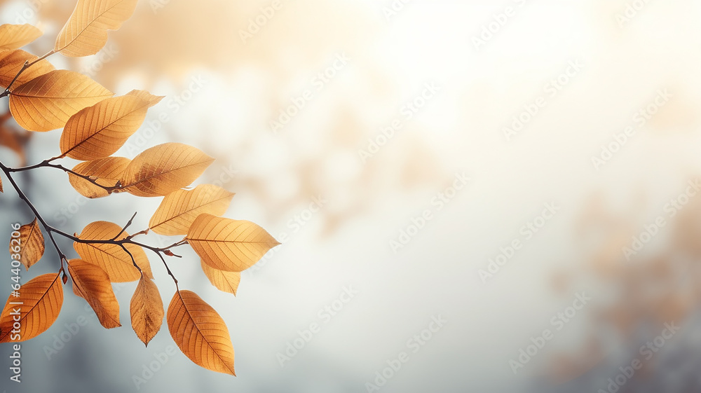 autumn abstract background, elm branch with yellow leaves on a background with a copy space, october sky autumn abstract background, elm branch with yellow leaves on a background with a copy space, october sky