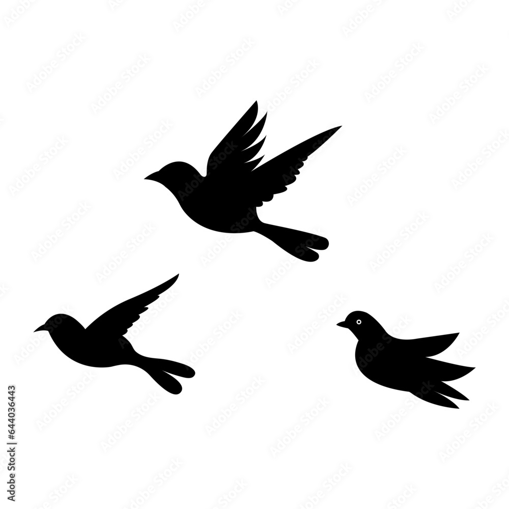 Fototapeta premium silhouettes of flock birds fly in sky