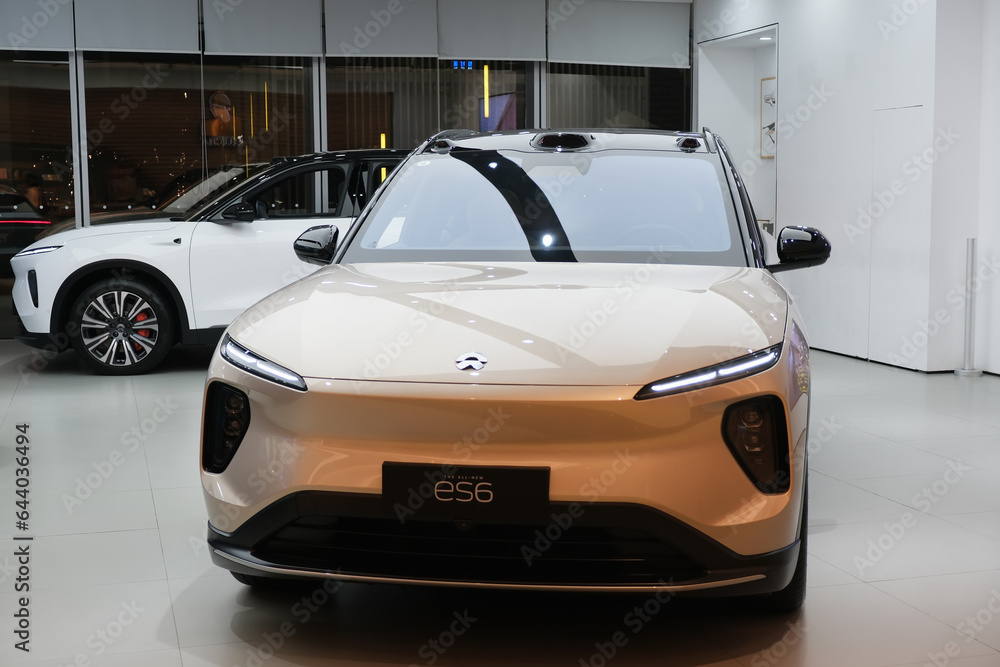 Shanghai,ChinaSeptember 5th 2023 front of Nio ES6 luxury SUV electric