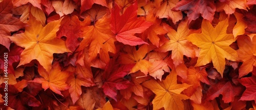 Red and Orange Autumn Leaves Background  Generative AI