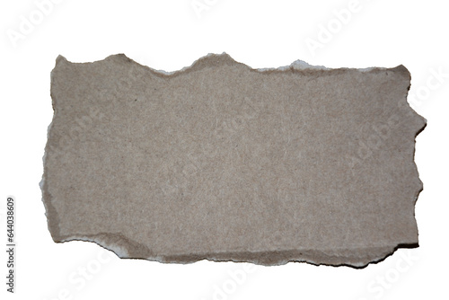 Cardboard piece textured background with copy space. Wrapping vintage paper top view. Carton piece isolated on transparent background.