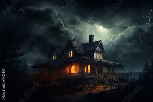 Haunted House in the Stormy Night