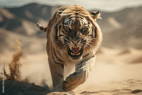 Tigre feroz no deserto - Papel de parede 