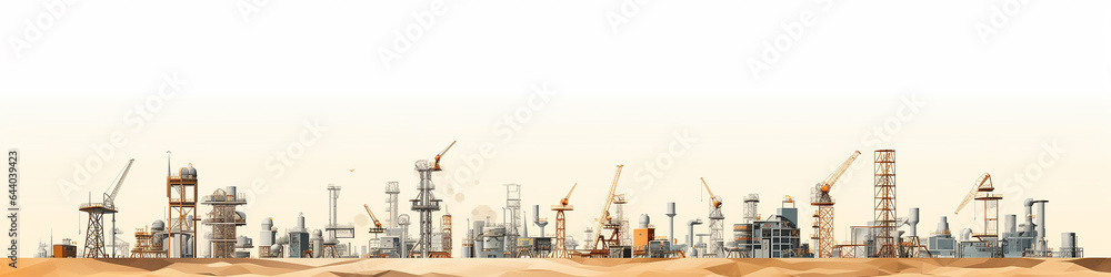 development of an oil field in the desert on a white background development of an oil field in the desert on a white background