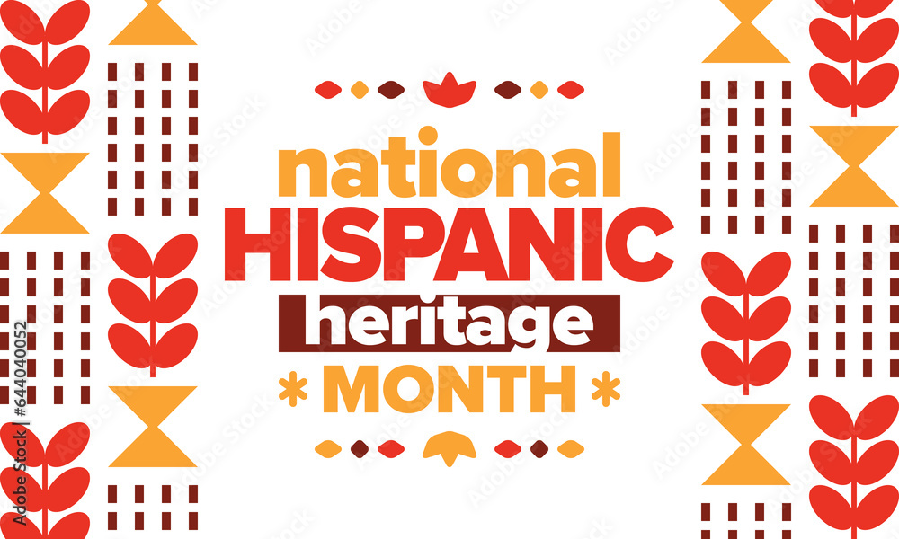 National Hispanic Heritage Month in United States. Celebrate annual in September and October. Latin American and Hispanic ethnicity culture. National fabric vector textures. Traditional festival