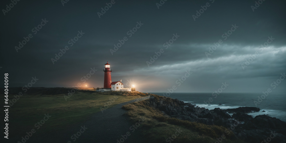 Mysterious Lighthouse at ocean