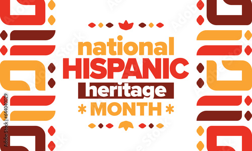 National Hispanic Heritage Month in United States. Celebrate annual in September and October. Latin American and Hispanic ethnicity culture. National fabric vector textures. Traditional festival