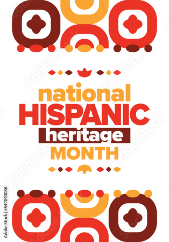 National Hispanic Heritage Month in United States. Celebrate annual in September and October. Latin American and Hispanic ethnicity culture. National fabric vector textures. Traditional festival