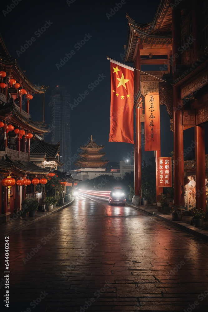 Road reaching chinese Tower