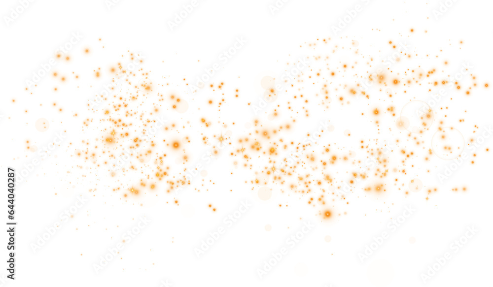 Golden glitter and bokeh on transparent backdrop. Luxury particles with stardust. Glow light effect. Magic Christmas composition. Special shine for poster or advertising. PNG. Golden glitter and bokeh on transparent backdrop. Luxury particles with stardust. Glow light effect. Magic Christmas composition. Special shine for poster or advertising. PNG.