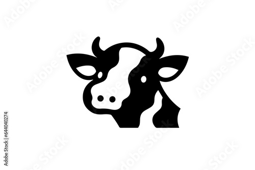 Minimalistic ink silhouette cow logotype,label or emblem design isolated on white background. Vector illustration.