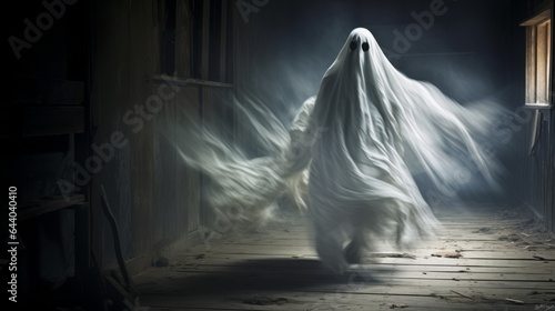Scary ghost in haunted house