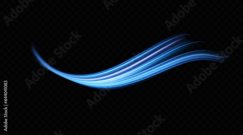 Abstract effect of movement with the speed of light. Blue spiral glow effect. Magic shiny line. Neon. Background