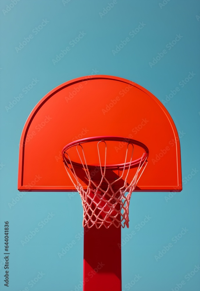 A minimalist pop art representation of a basketball net, capturing the essence of the game in bold, vibrant colors.