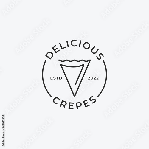 Crepe logo icon line art minimalist design, crepes image logo illustration