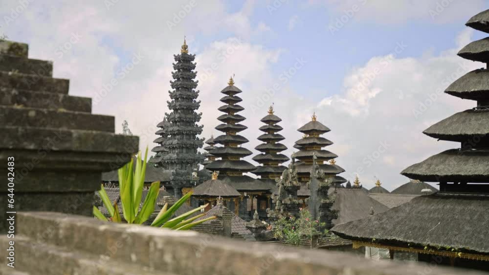View of Besakih Great Temple - Glide cam, wide shot View of Besakih Great Temple - Glide cam, wide shot