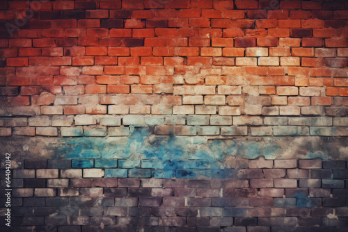 Brick wall texture. Coloured bricks. Weathered bricks. Grunge texture. Background image. Slide background. Comedy club background.