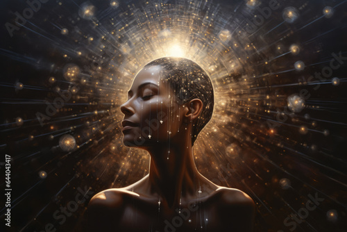 A monk meditating. A woman. Astral projection. Mindfulness. Master of meditation. Relaxed. Meditation goals. Balance. Ying and Yang. Eastern philosophy. Eastern influence. Ultimate relaxation.