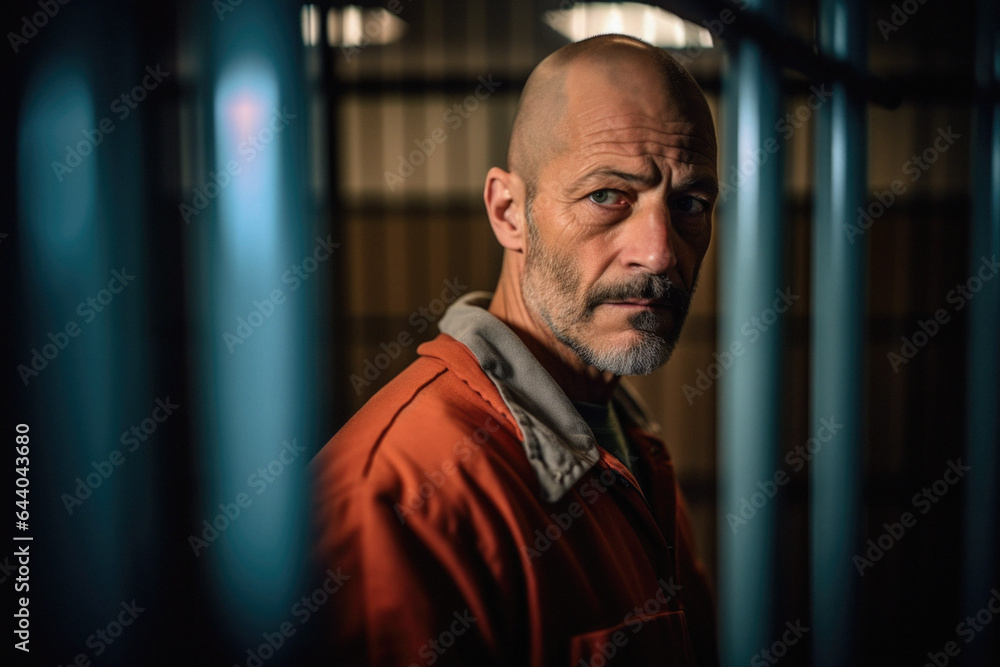 Prisoner behind bars Prisoner behind bars