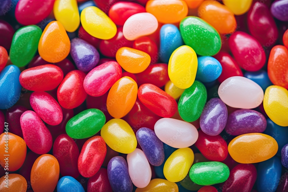 Close up shot of a pile colorful jelly beans, texture background. Generative AI Close up shot of a pile colorful jelly beans, texture background. Generative AI