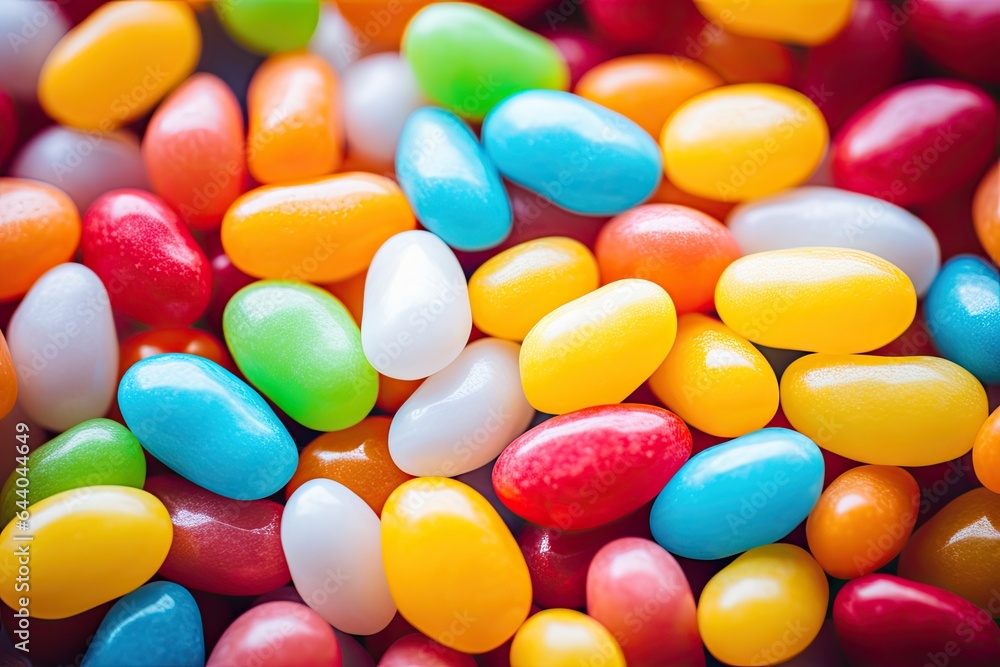 Close up shot of a pile colorful jelly beans, texture background. Generative AI Close up shot of a pile colorful jelly beans, texture background. Generative AI