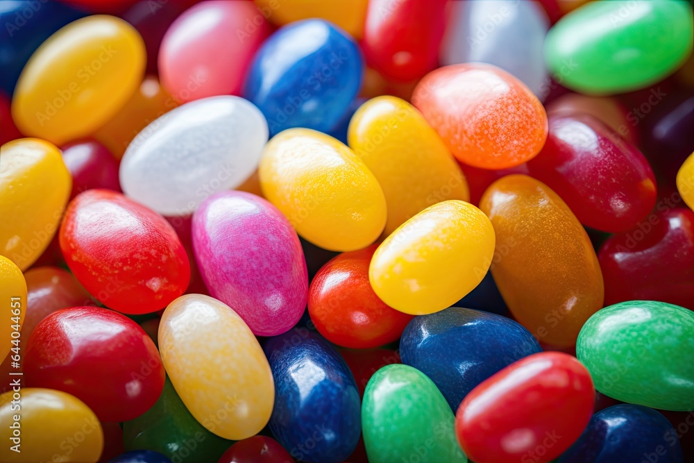 Close up shot of a pile colorful jelly beans, texture background. Generative AI Close up shot of a pile colorful jelly beans, texture background. Generative AI