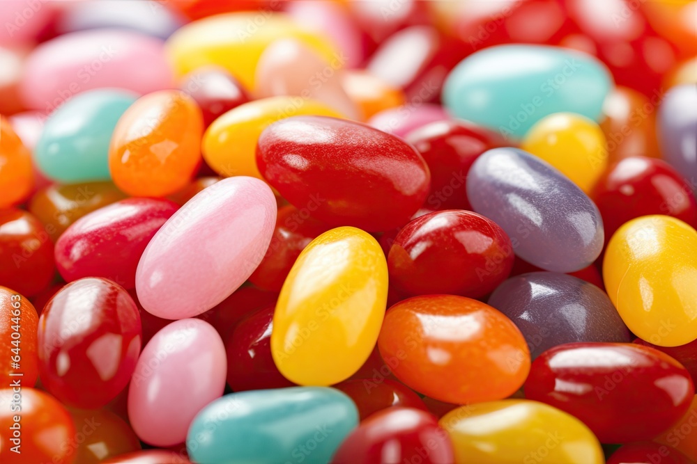 Close up shot of a pile colorful jelly beans, texture background. Generative AI Close up shot of a pile colorful jelly beans, texture background. Generative AI