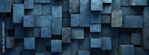 dark gray concrete wall in dark background, in the style of cubist geometric shapes © artem