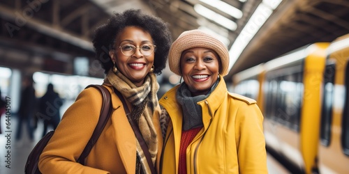 mature happy african american women in railway station © artem