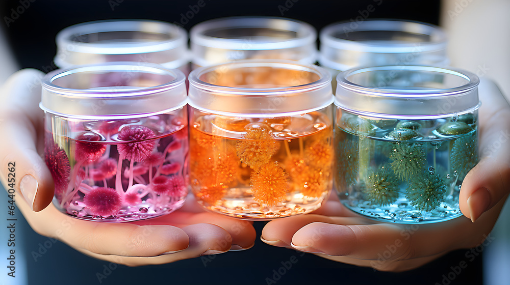 Microbiologist holding microbiological cultures Microbiologist holding microbiological cultures