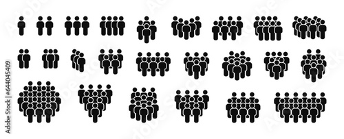 People Icon Set. Crowd icons. Group of people. Team, population, community, friends icons etc. Vector illustration.