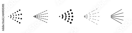 Spray Icons set. Spray steam icons. Spray with water, deodorant, perfume, aerosol, antiseptic and paint. Vector illustration.