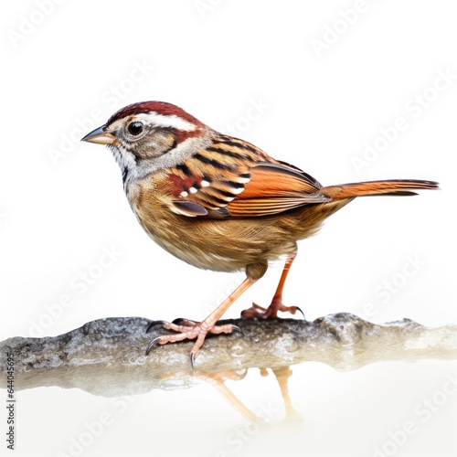 Swamp sparrow bird isolated on white background.