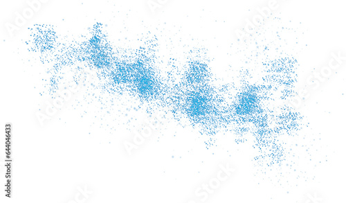 Blue scattering of small particles of sugar crystals, flying salt, top view of baking flour. Blue powder, powdered sugar explosion isolated on transparent background. PNG.