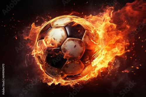 burning football powerful speed  fire and flames burning