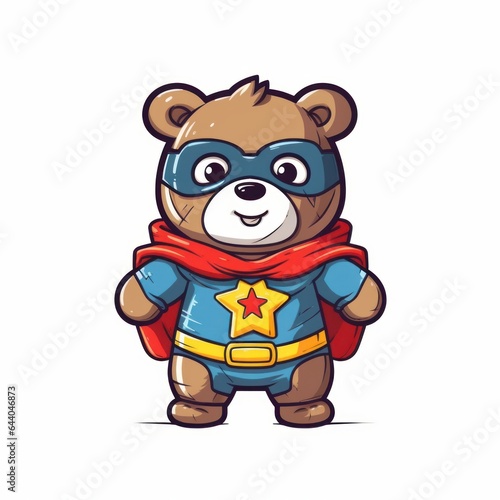 superhero bear cute graphic friendly vector. Generative AI