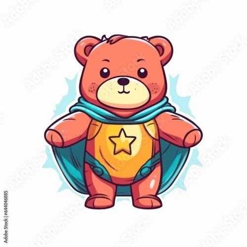 superhero bear cute graphic friendly vector. Generative AI