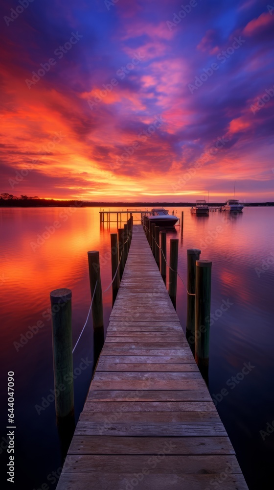 Fototapeta premium A dock that is sitting in the water