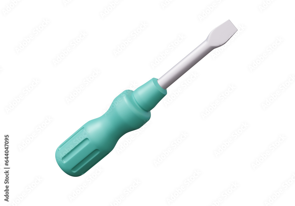 Fototapeta premium Screwdriver 3D icon symbol on isolated background. professional assorted building tools spanner realistic metallic mechanic. 3d rendering illustration. minimal cartoon elements