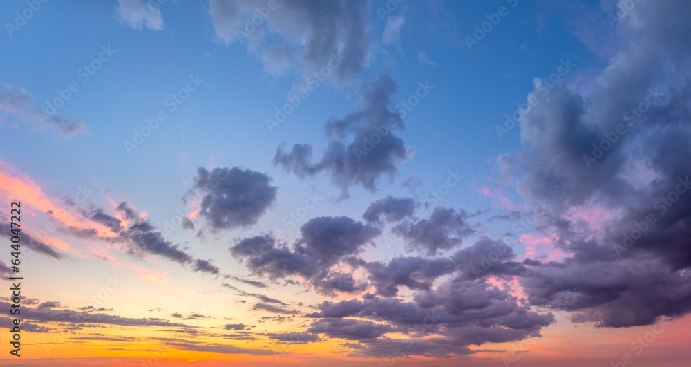 Real Sky - Gentle ligth colors of sunrise sundown sky with pastel  light  clouds, real sky photo. Real sky cloudscape natural background.