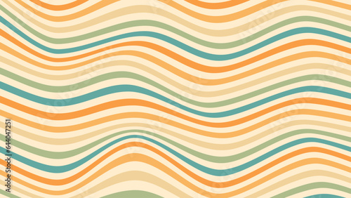 Abstract background of Psychedelic groovy waves design in 1970s Hippie Retro style. Vector pattern ready to use for textile, cloth, wrap and other.