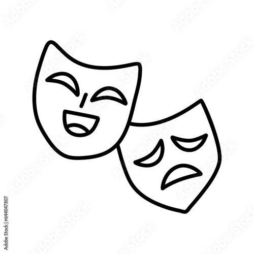 Doodle style drama or theater masks illustration in vector format isolated on white background