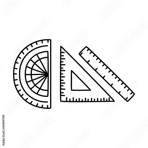 Fototapeta Naklejka Na Ścianę i Meble -  Vector illustration, Set of rulers icon isolated on white. simple office supplies doodle clipart isolated on white background