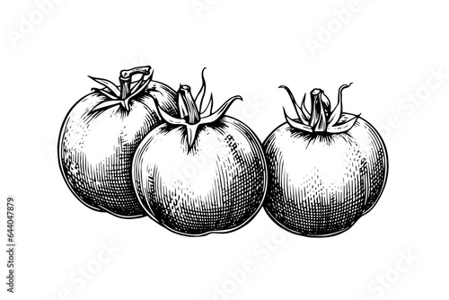 Tomato hand drawn ink sketch. Engraving vintage style vector illustration.