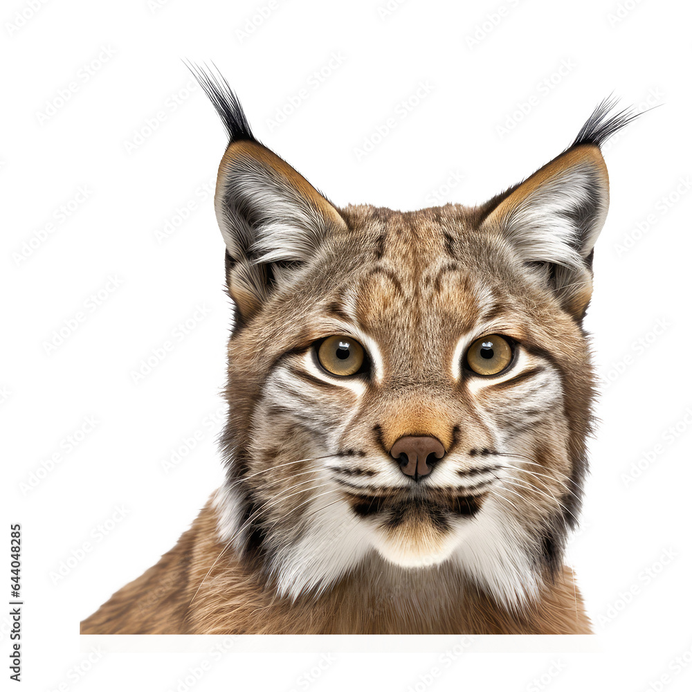Obraz premium Iberian lynx looking isolated on white