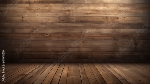 A wooden floor with a wooden wall in the background
