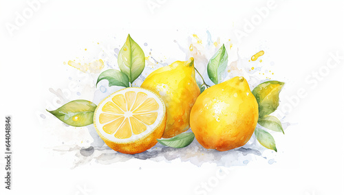 水彩風　レモンの背景イラスト